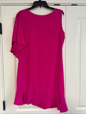 Wallis Fuchsia One-Shoulder Ruffle Dress